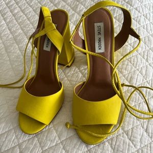 Steve Madden ankle wrap yellow sandals